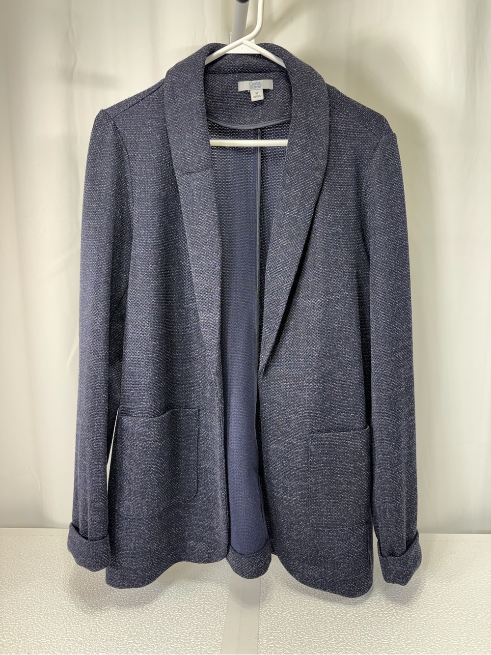 croft & barrow Navy Open-Front Textured Blazer 4308